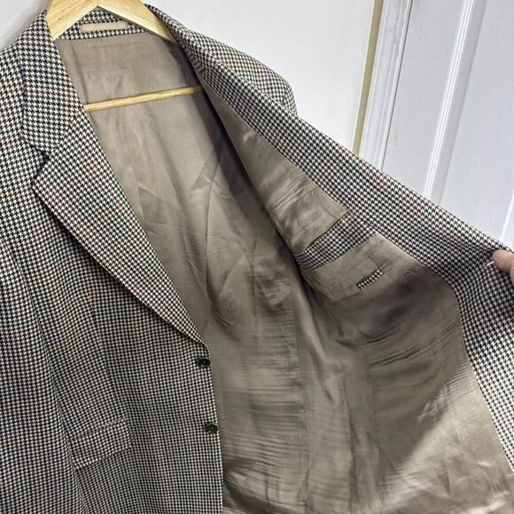 Hugo Boss Men 46 Regular Blazer Sports Coat Houndstooth Green Red Blue Wool